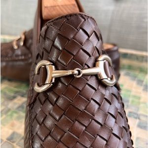 SAKS FIFTH AVENUE Mens Leather Drivers w/Silver Hardware, Excellent Condition